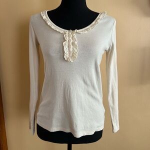 Ralph Lauren Women’s size XS Ivory Coquette style Ruffle Long sleeve shirt